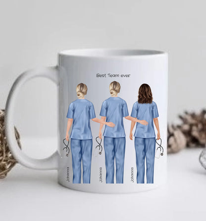 5 Beste Krankenschwester Team Tasse, Personalisierter Kaffeebecher, Danke Geschenkidee Kollegin, Tassendruck, Pflegerin, Ärztin