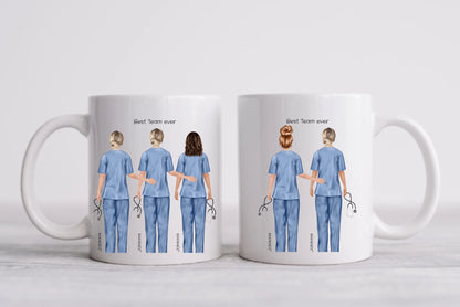 5 Beste Krankenschwester Team Tasse, Personalisierter Kaffeebecher, Danke Geschenkidee Kollegin, Tassendruck, Pflegerin, Ärztin