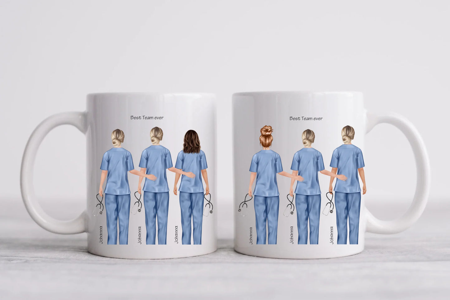 6 Beste Krankenschwester Team Tasse, Personalisierter Kaffeebecher, Danke Geschenkidee Kollegin, Tassendruck, Pflegerin, Ärztin