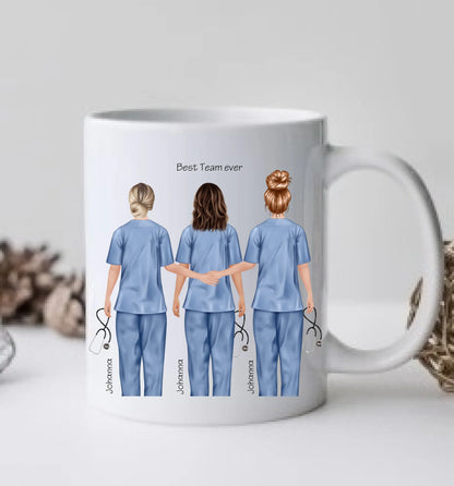 3 Beste Krankenschwester Team Tasse, Personalisierter Kaffeebecher, Geschenkidee Kollegin, Tassendruck, Ostern, Pflegerin, Ärztin