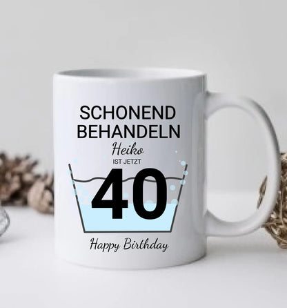 40. Geburtstag Geschenk Tasse personalisiert | Schonend Behandeln | Das gute Stück ist 40 Jahre | für alle Geburtstagszahlen