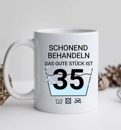 Fototasse 35. Geburtstag | Schonend Behandeln | Das gute Stück | Tasse Geschenk Papa, Mann, Freund Geburtstagsgeschenk mit Foto