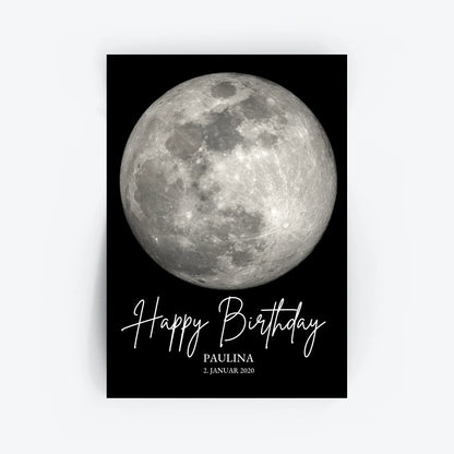 Personalisiertes Geburtstag Mondphasen-Poster - Happy Birthday Poster