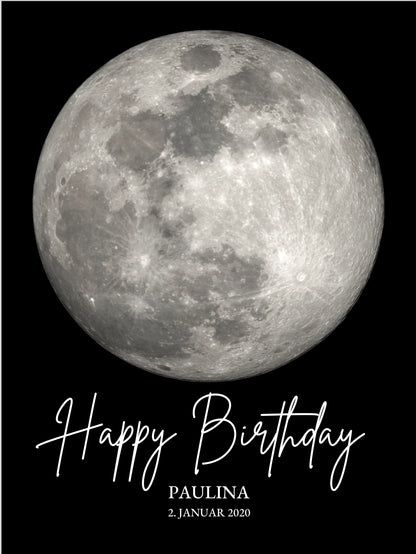 Personalisiertes Geburtstag Mondphasen-Poster - Happy Birthday Poster