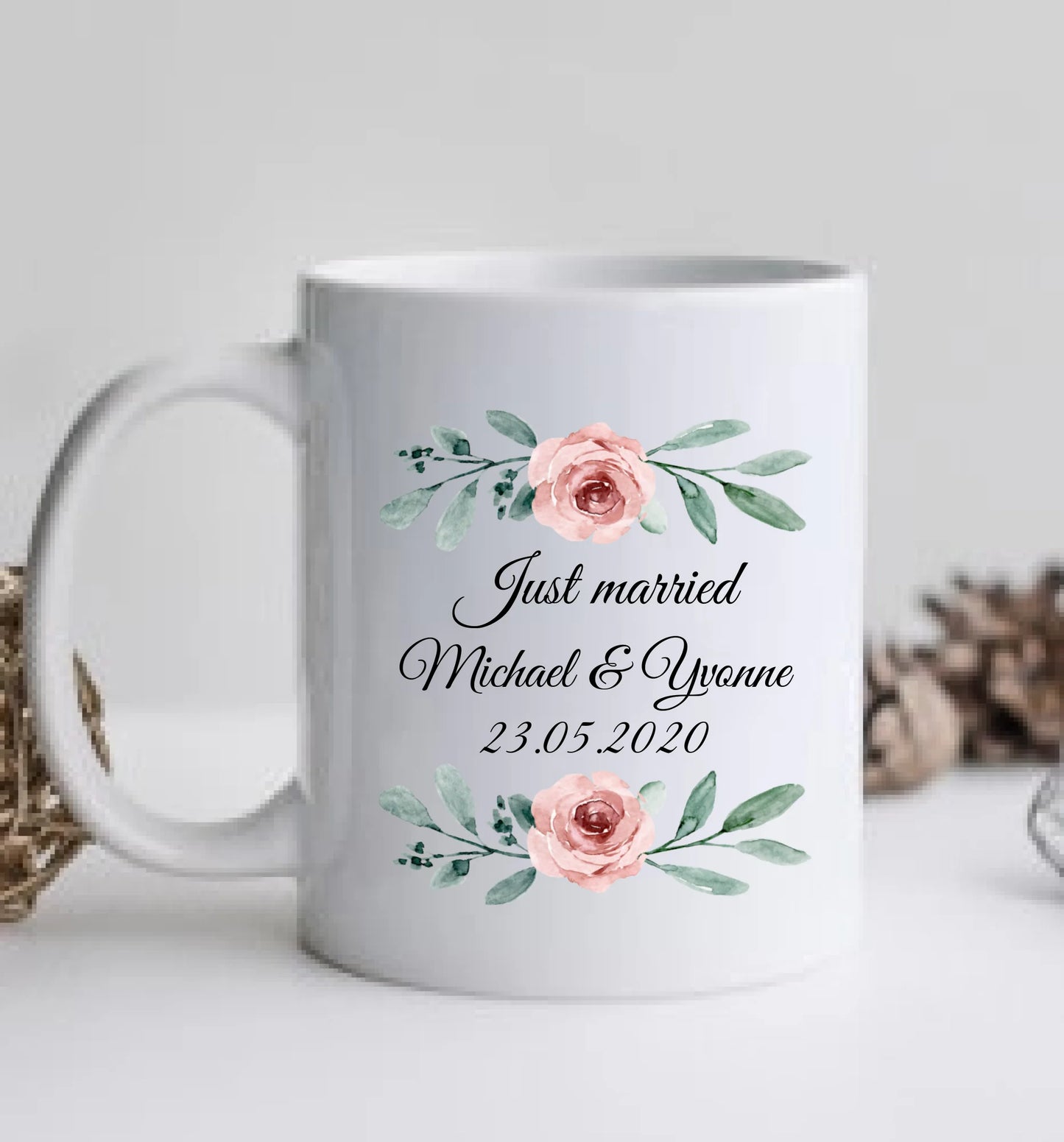 Just Married - Hochzeitsgeschenk - Personalisierte Hochzeitstasse Geschenk - Geschenkidee Brautpaar - Kaffeebecher
