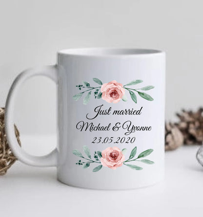 Just Married - Hochzeitsgeschenk - Personalisierte Hochzeitstasse Geschenk - Geschenkidee Brautpaar - Kaffeebecher