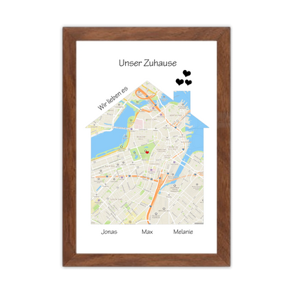 "Unser Zuhause" Poster als Einzugsgeschenk in Wohnung, Haus, Richtfest