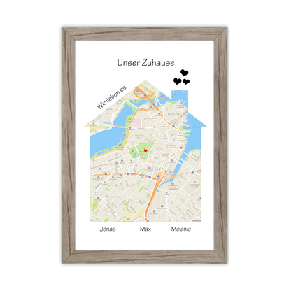 "Unser Zuhause" Poster als Einzugsgeschenk in Wohnung, Haus, Richtfest
