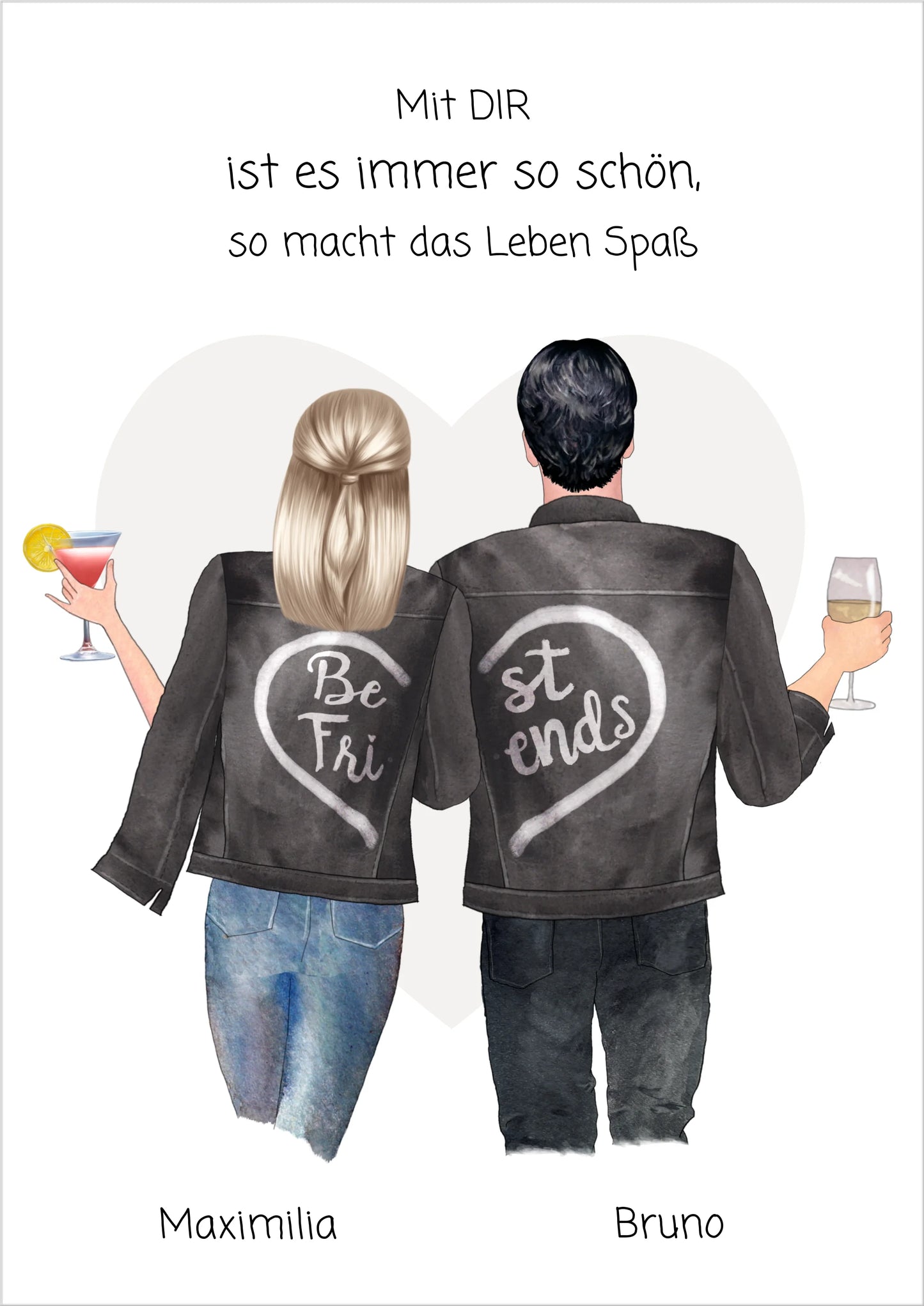 Personalisiertes Geschenk Freundin / Freund - Pärchenbild Partnerbild Poster mit Spruch - Freundschaftsgeschenk, Geschenk Partnerschaft