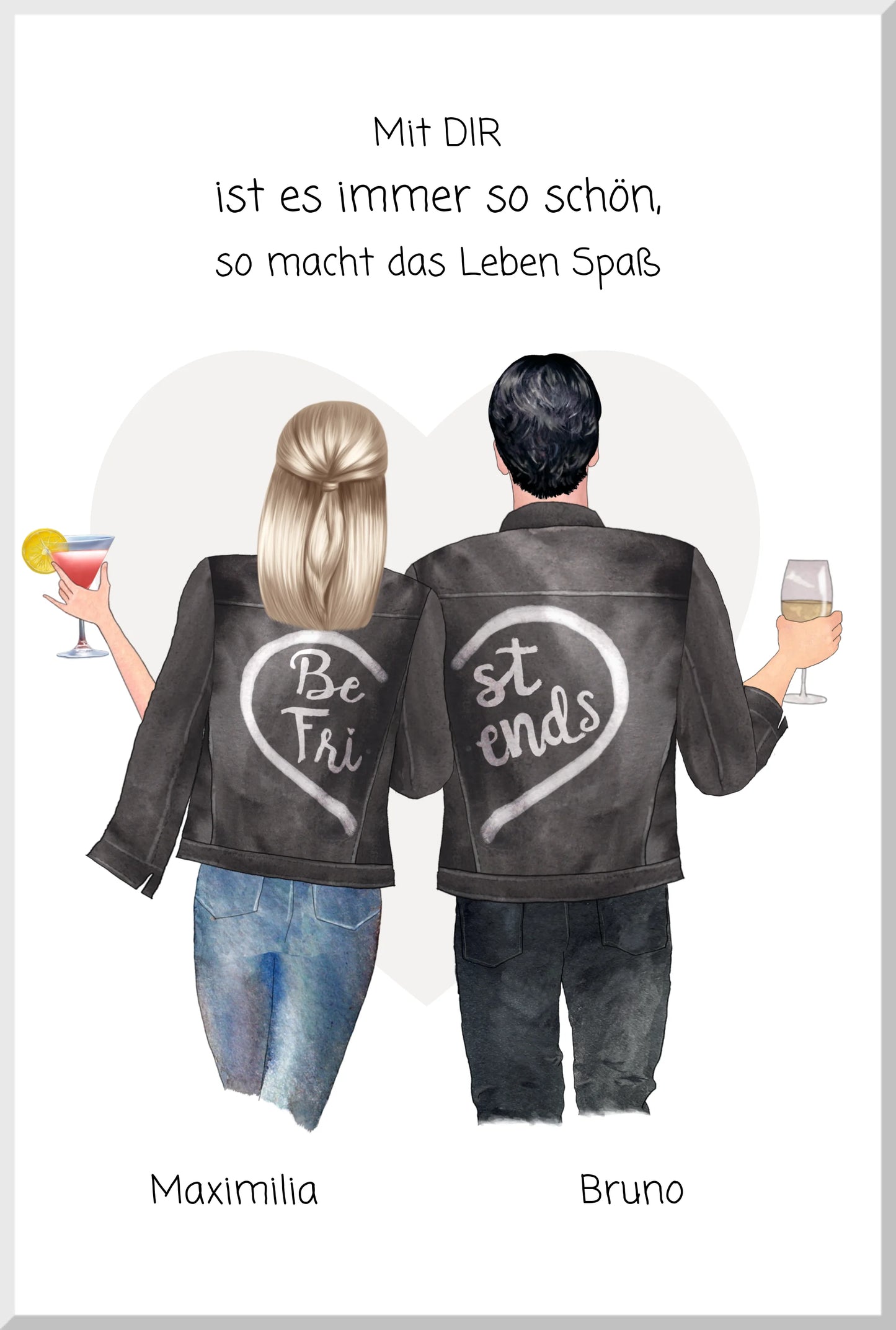 Personalisiertes Geschenk Freundin / Freund - Pärchenbild Partnerbild Poster mit Spruch - Freundschaftsgeschenk, Geschenk Partnerschaft