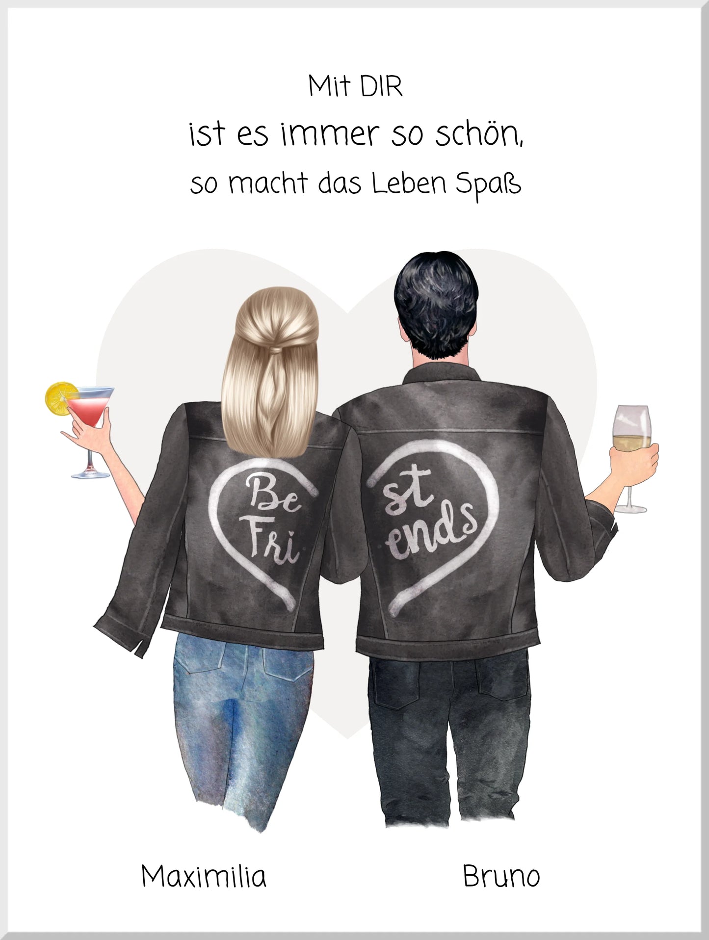 Personalisiertes Geschenk Freundin / Freund - Pärchenbild Partnerbild Poster mit Spruch - Freundschaftsgeschenk, Geschenk Partnerschaft