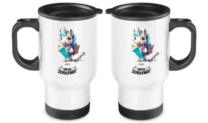 Personalisierter Becher aus Edelstahl mit Einhorn, Namen und Text | Kinderbecher Geschenk Einschulung & Geburtstag | Edelstahl-Thermobecher für Kinder personalisiert
