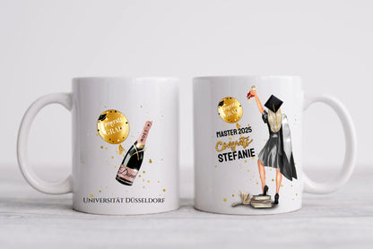 Personalisierte Tasse Geschenk Schulabschluß, Bachelor, Master, Doktor, Abitur, Abi, Absolvent 2023