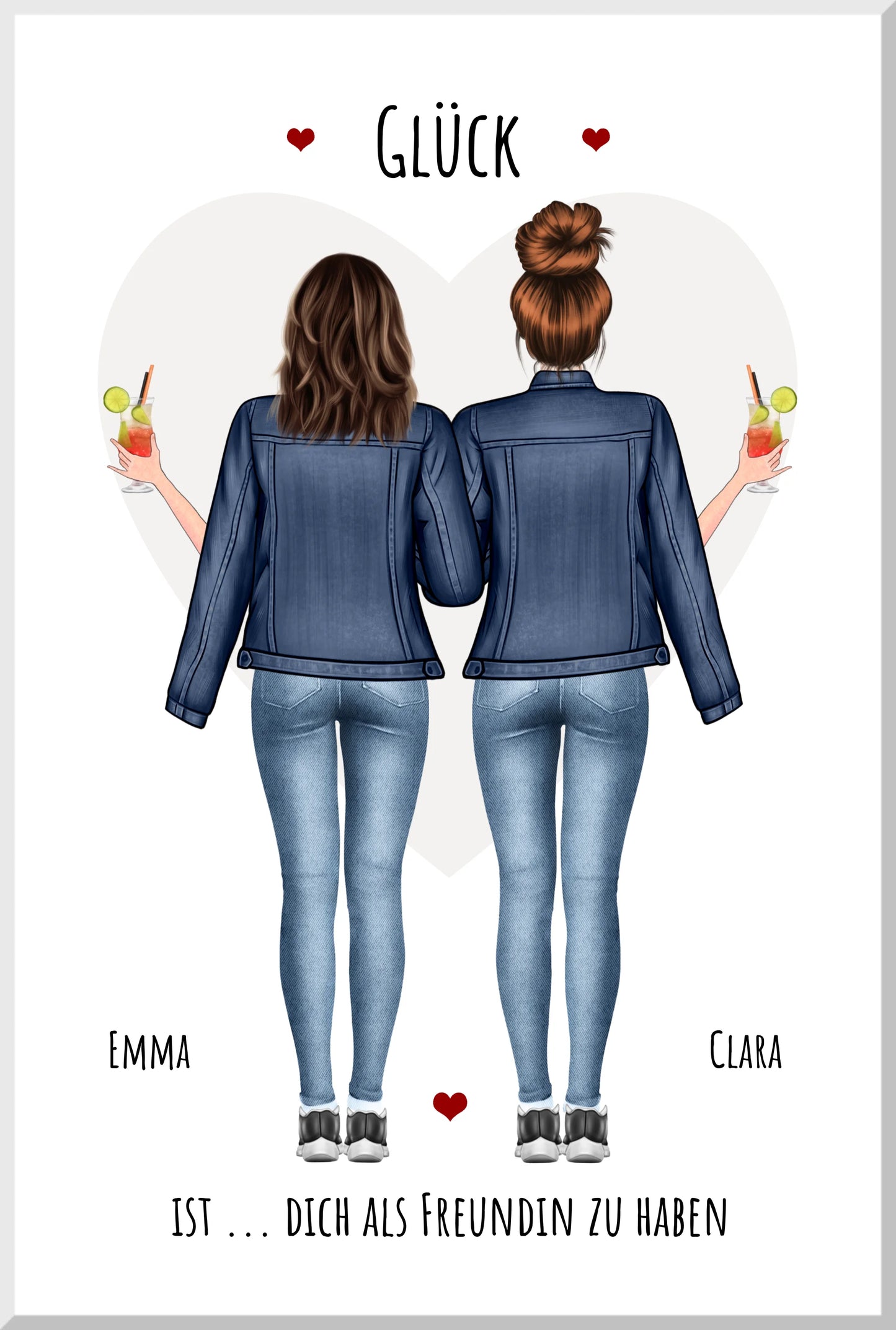 2 beste Freundinnen Bild Geschenk personalisiert - Freundin Poster Geschenk - Schwester Geburtstagsgeschenk, Weihnachtsgeschenk