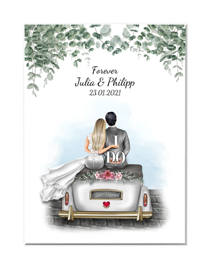 Personalisiertes Hochzeitsgeschenk - Wedding Car - Hochzeitsauto - Geschenk Hochzeit - Geschenk Bild Hochzeit - Geschenk Poster Hochzeit