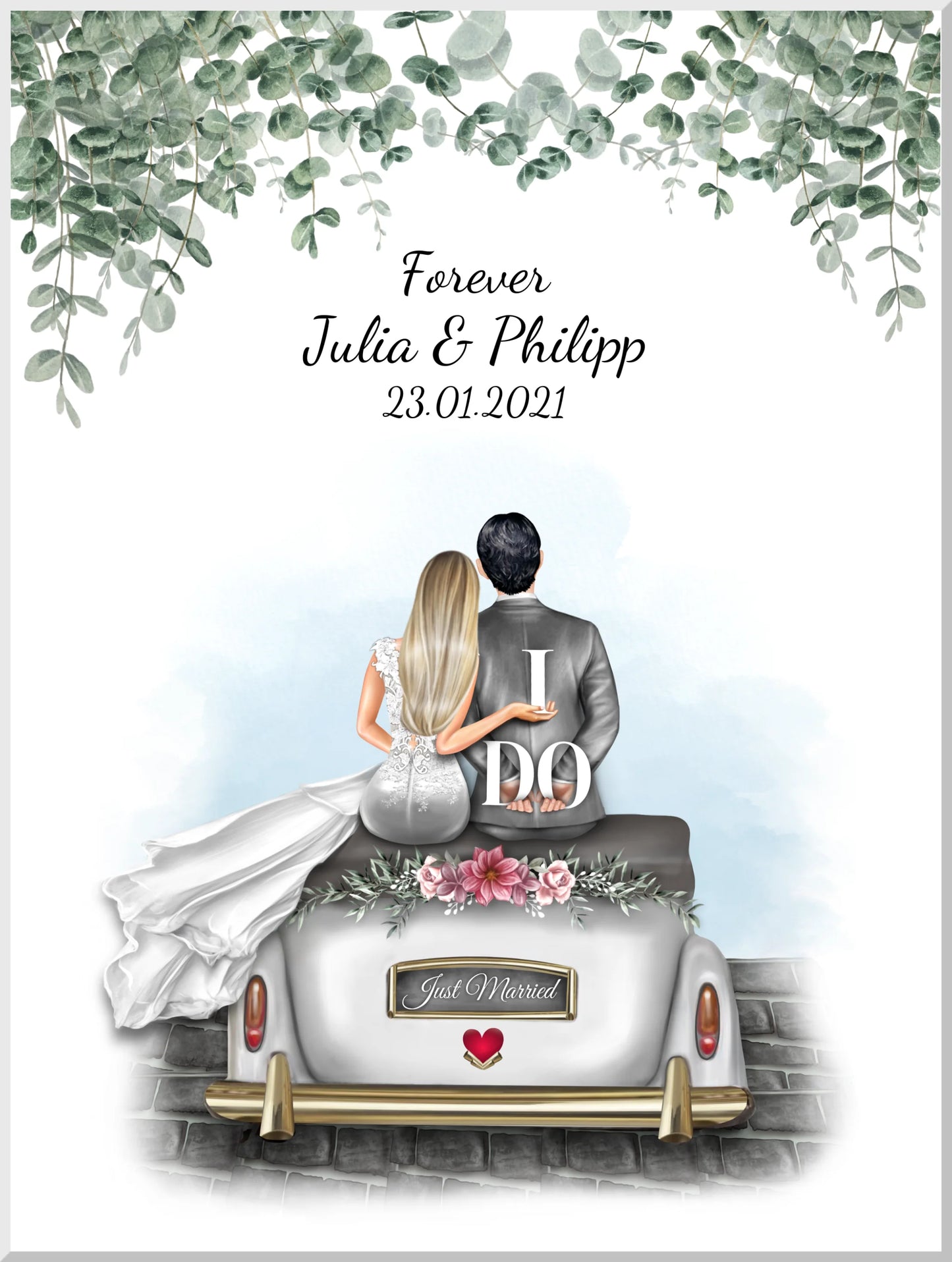 Personalisiertes Hochzeitsgeschenk - Wedding Car - Hochzeitsauto - Geschenk Hochzeit - Geschenk Bild Hochzeit - Geschenk Poster Hochzeit
