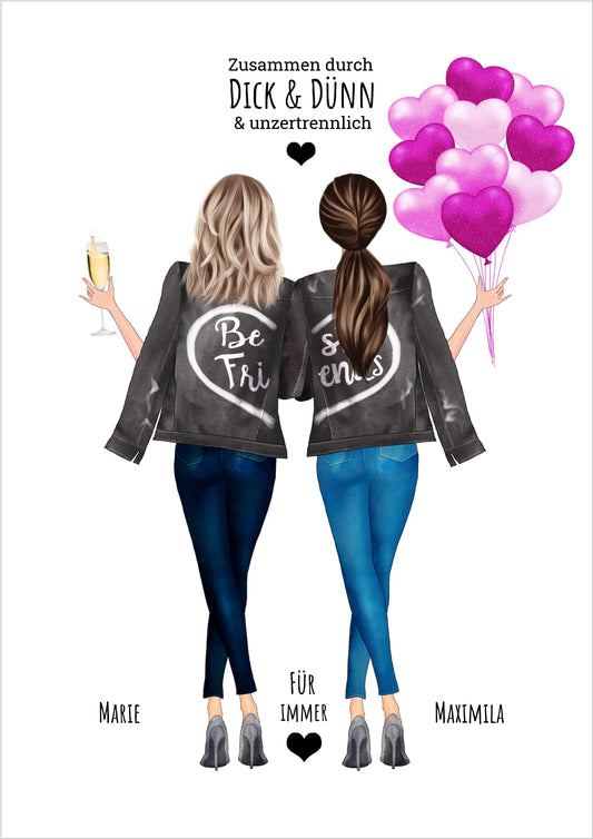 Beste Freundin Bild Geschenk ♥ Poster Geburtstagsgeschenk auch für Schwester & Mama