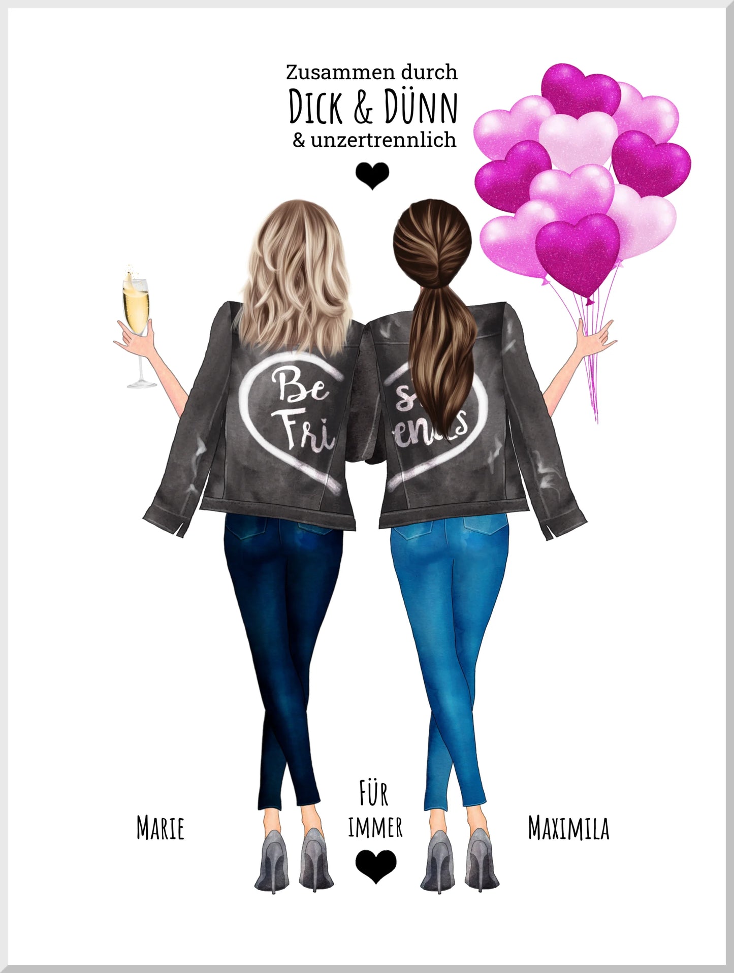 Beste Freundin Bild Geschenk ♥ Poster Geburtstagsgeschenk auch für Schwester & Mama