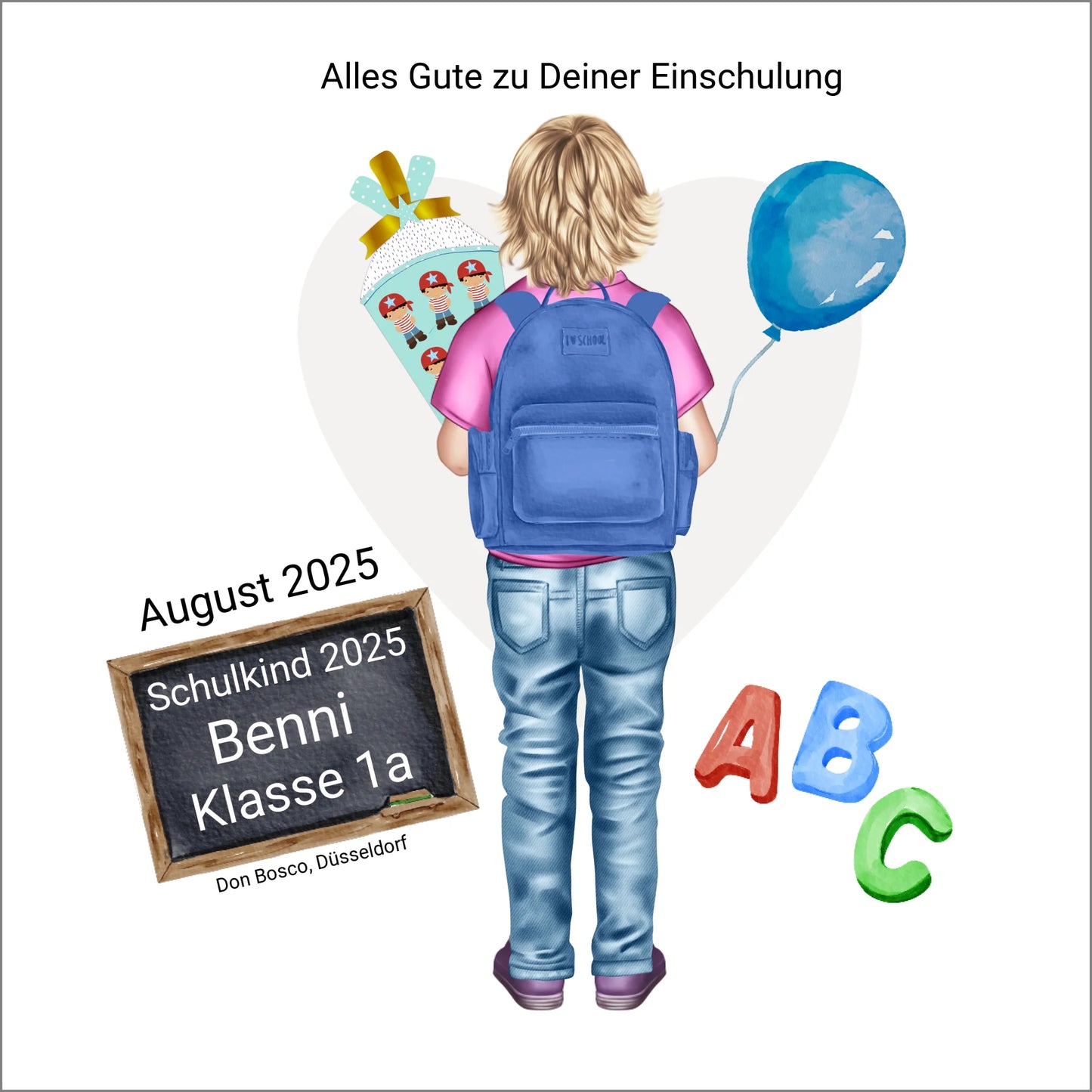 Personalisiertes Poster Geschenk - Einschulungsgeschenk Schulkind 2025 Jungen