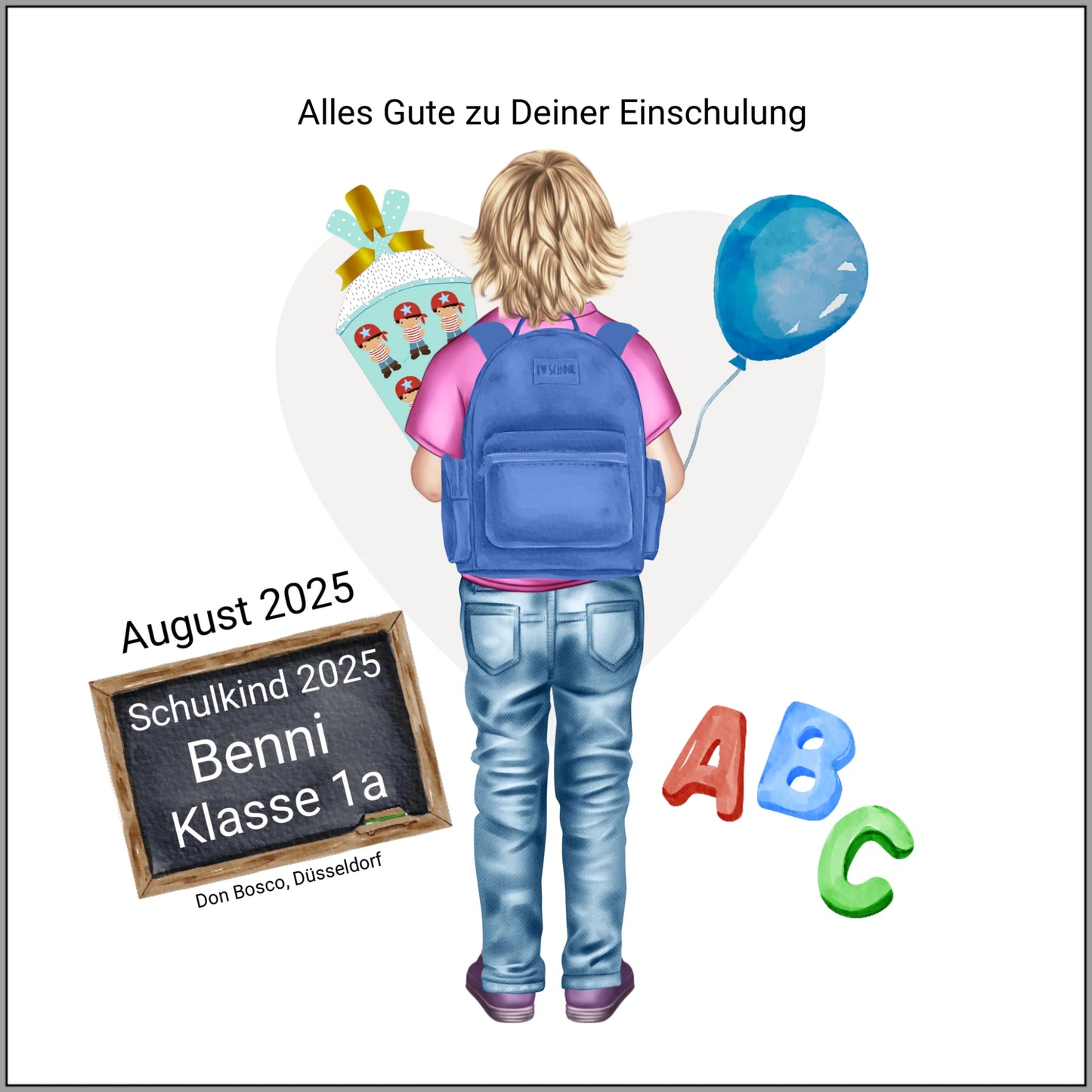 Personalisiertes Poster Geschenk - Einschulungsgeschenk Schulkind 2025 Jungen