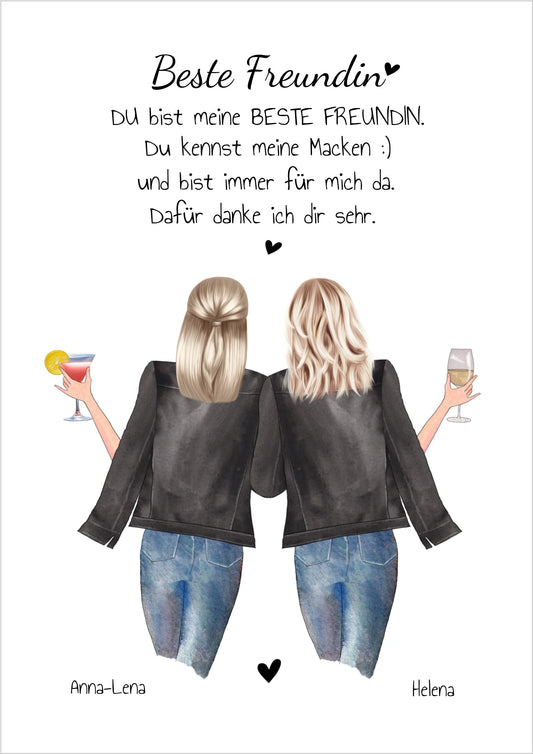 True Friends Bild ... 2 Beste Freundinnen Poster personalisiertes Geschenk