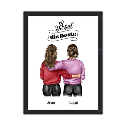 Besties - Beste Freundin Geburtstagsgeschenk Bild - BFF Poster für Mädchen, Freundin, Schwester, Kollegin