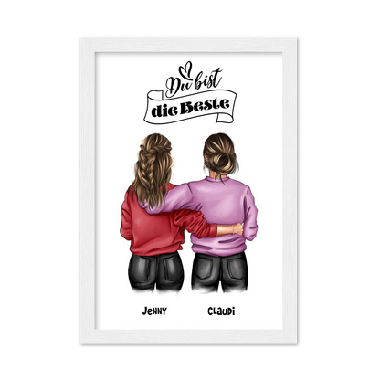 Besties - Beste Freundin Geburtstagsgeschenk Bild - BFF Poster für Mädchen, Freundin, Schwester, Kollegin