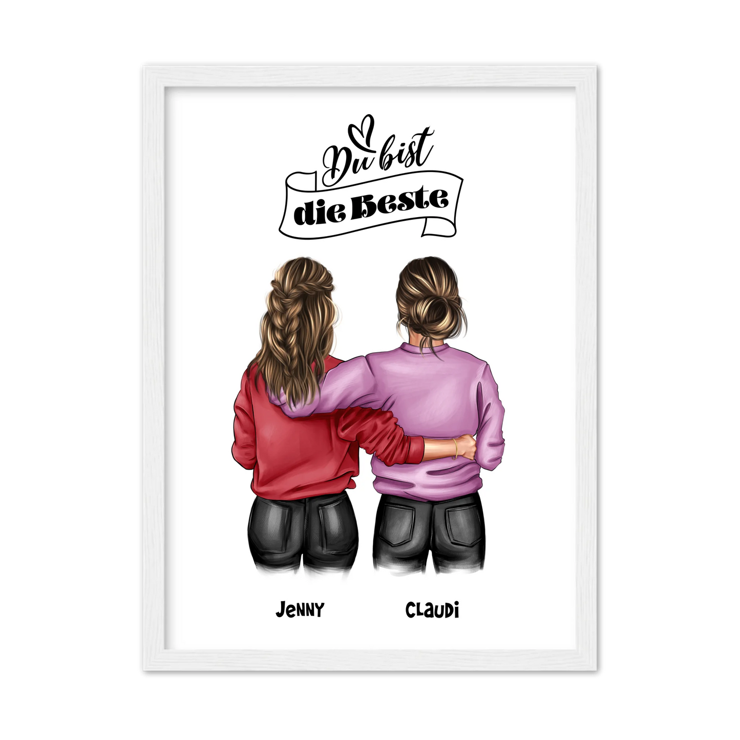 Besties - Beste Freundin Geburtstagsgeschenk Bild - BFF Poster für Mädchen, Freundin, Schwester, Kollegin