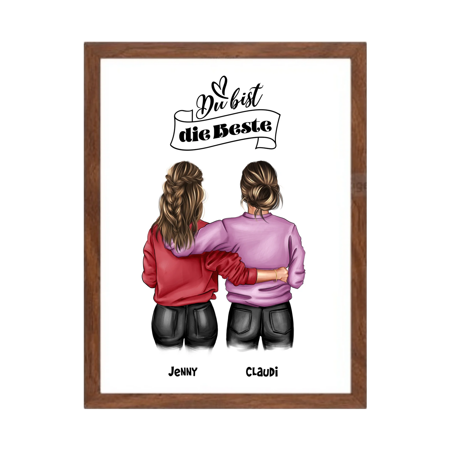 Besties - Beste Freundin Geburtstagsgeschenk Bild - BFF Poster für Mädchen, Freundin, Schwester, Kollegin
