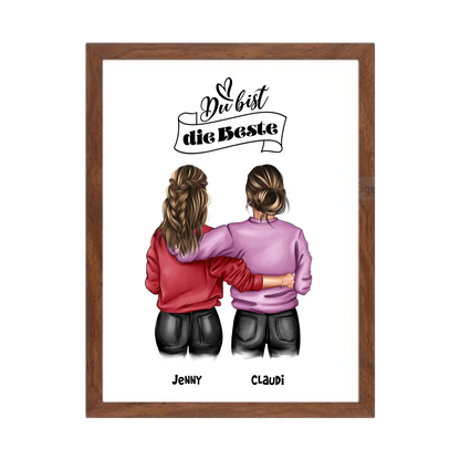Besties - Beste Freundin Geburtstagsgeschenk Bild - BFF Poster für Mädchen, Freundin, Schwester, Kollegin