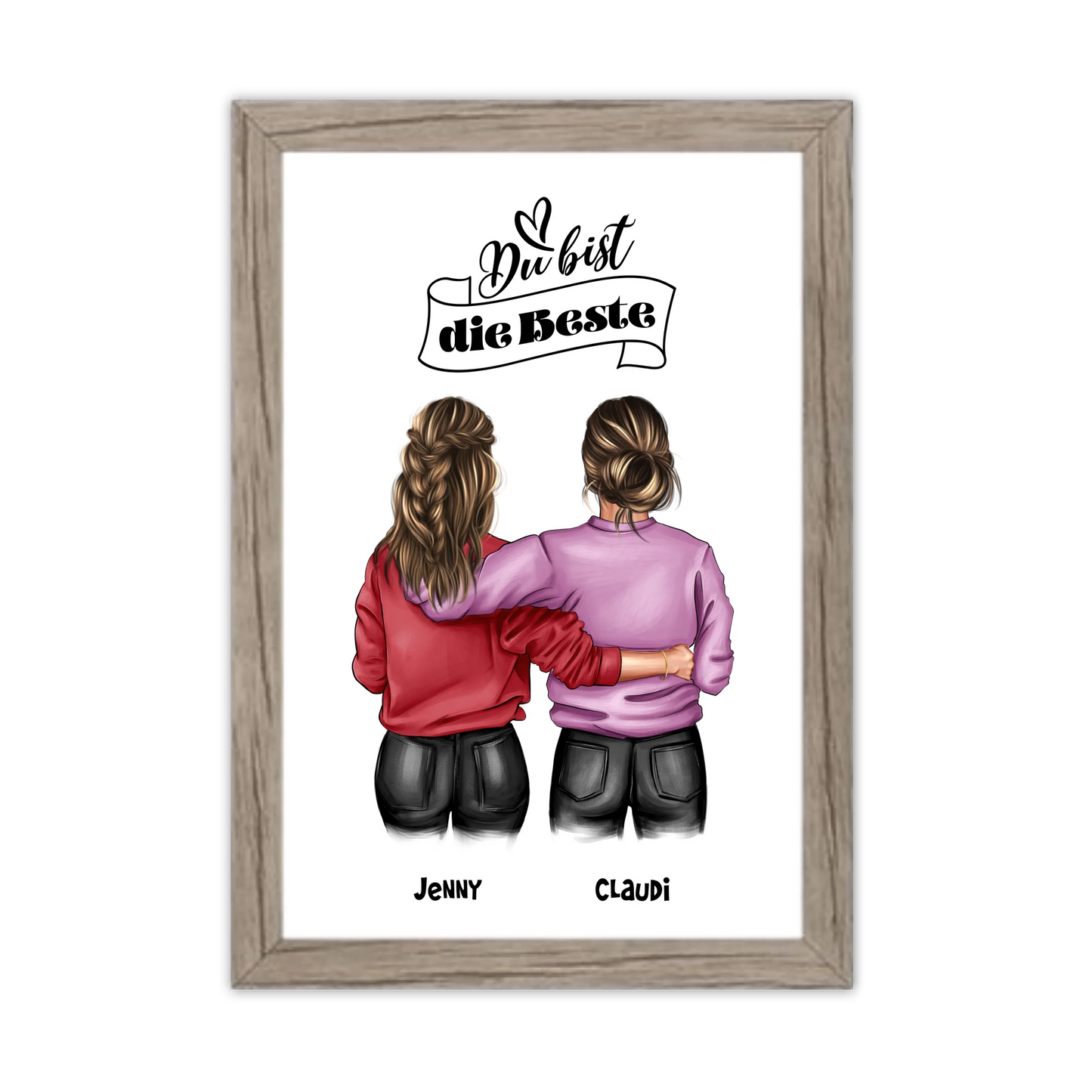 Besties - Beste Freundin Geburtstagsgeschenk Bild - BFF Poster für Mädchen, Freundin, Schwester, Kollegin
