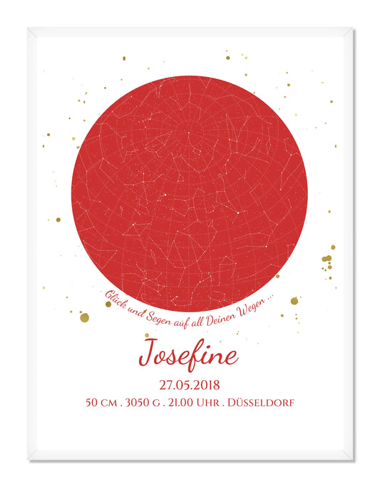 Geburtsgeschenk & Taufgeschenk Geburtsanzeige |  Poster Sternkarte Design | Babygeschenk zur Geburt, zur Taufe | Sternkarte Mädchen