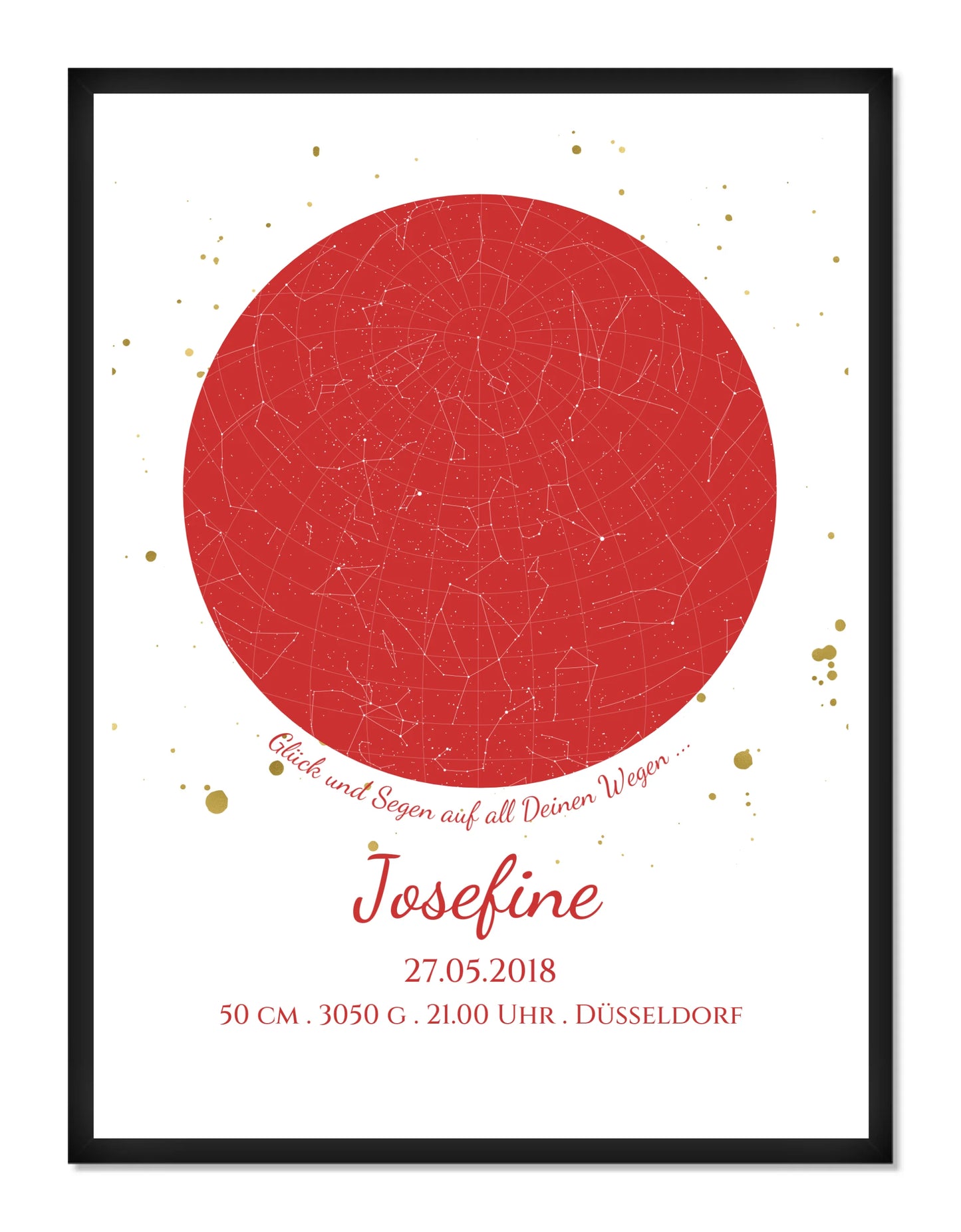 Geburtsgeschenk & Taufgeschenk Geburtsanzeige |  Poster Sternkarte Design | Babygeschenk zur Geburt, zur Taufe | Sternkarte Mädchen