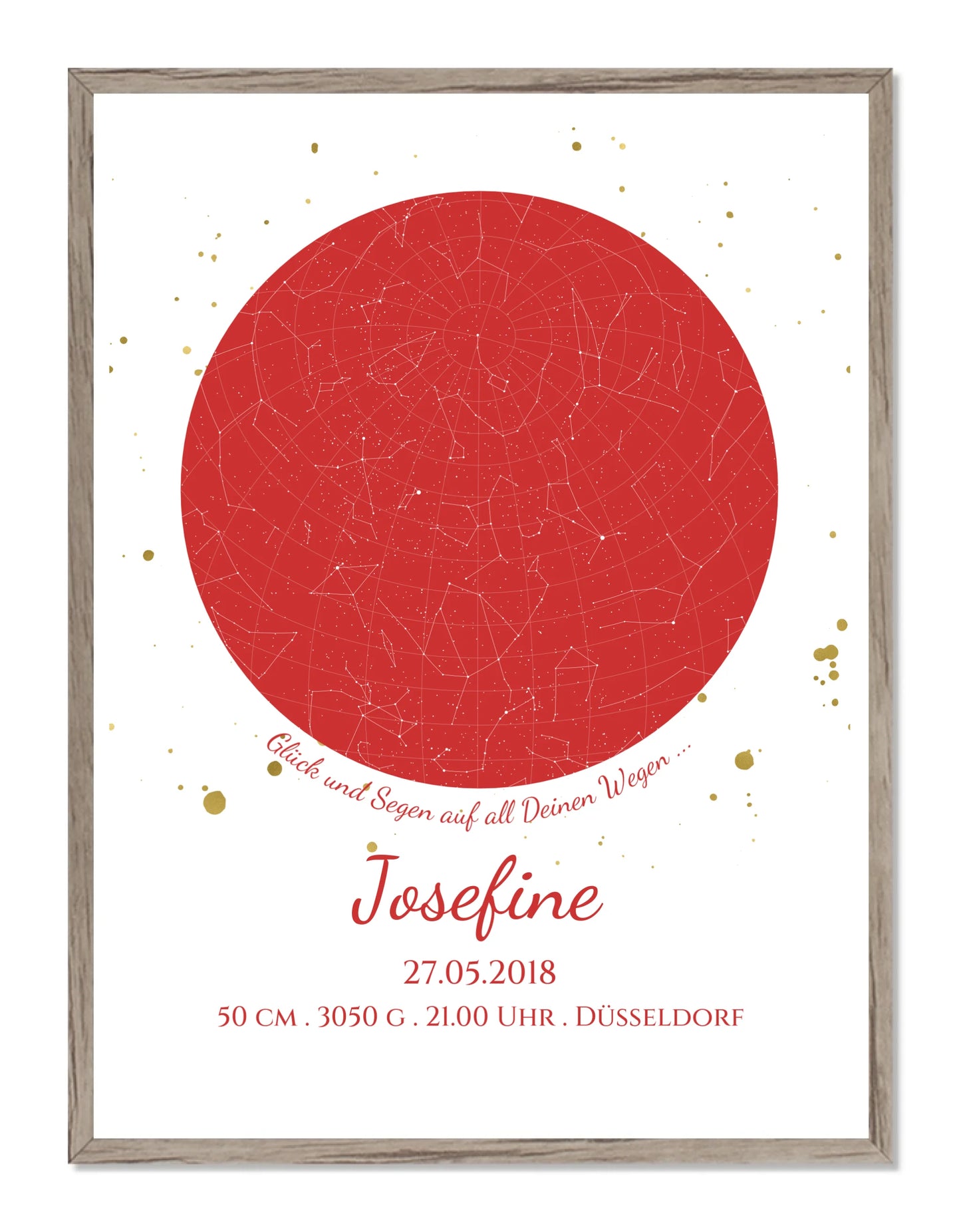 Geburtsgeschenk & Taufgeschenk Geburtsanzeige |  Poster Sternkarte Design | Babygeschenk zur Geburt, zur Taufe | Sternkarte Mädchen