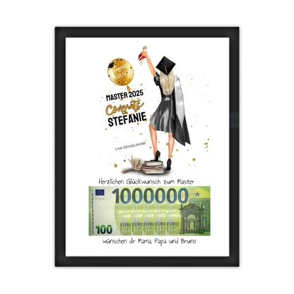 Geldgeschenk Wunscherfüller - Personalisiertes Abschlußgeschenk zum Abi, Bachelor, Master, Doktor - Frauen