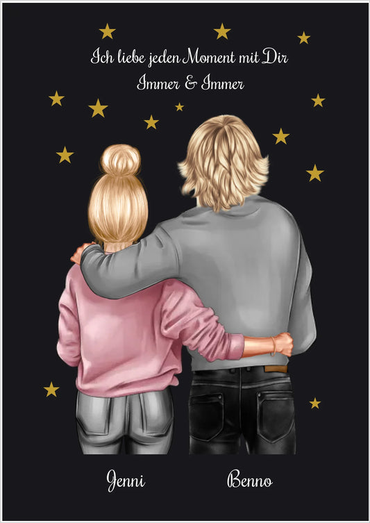 Sternenhimmel Poster - Personalisiertes Geschenk Partner - Partnerschaftsgeschenk Bild - Bilder für Pärchen - Weihnachtsgeschenk