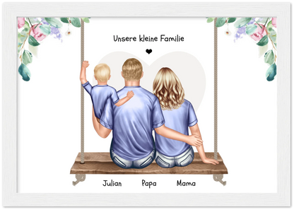 Familienbild mit 1 und 2 Kindern - Geschenk Papa -Geschenk Mama Muttertag - Geschenk Vatertag - Muttertagsgeschenk - Papa Vatertagsgeschenk