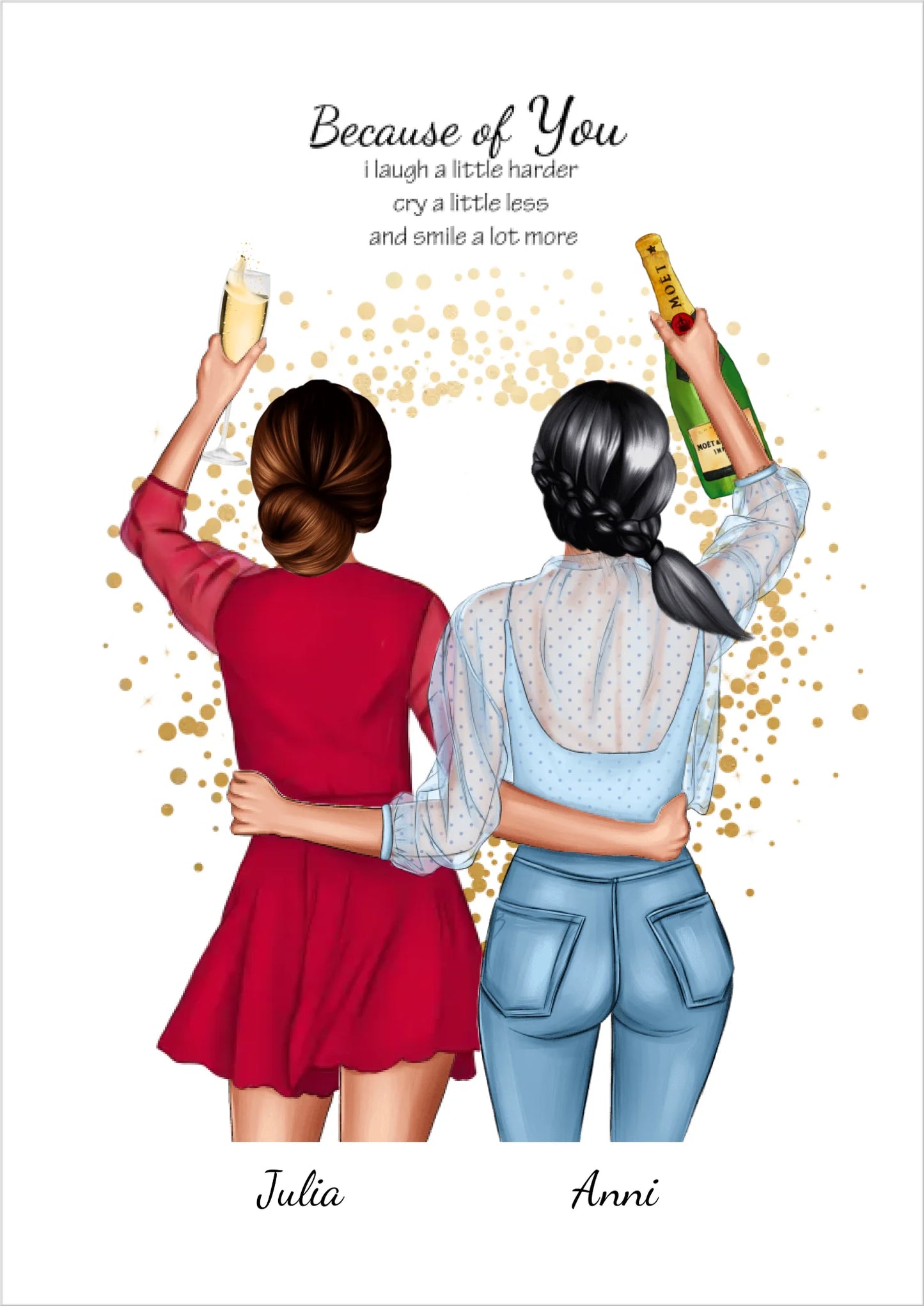 Beste Freundin Poster Geschenk Geburtstag, Freundin Bild personalisiert