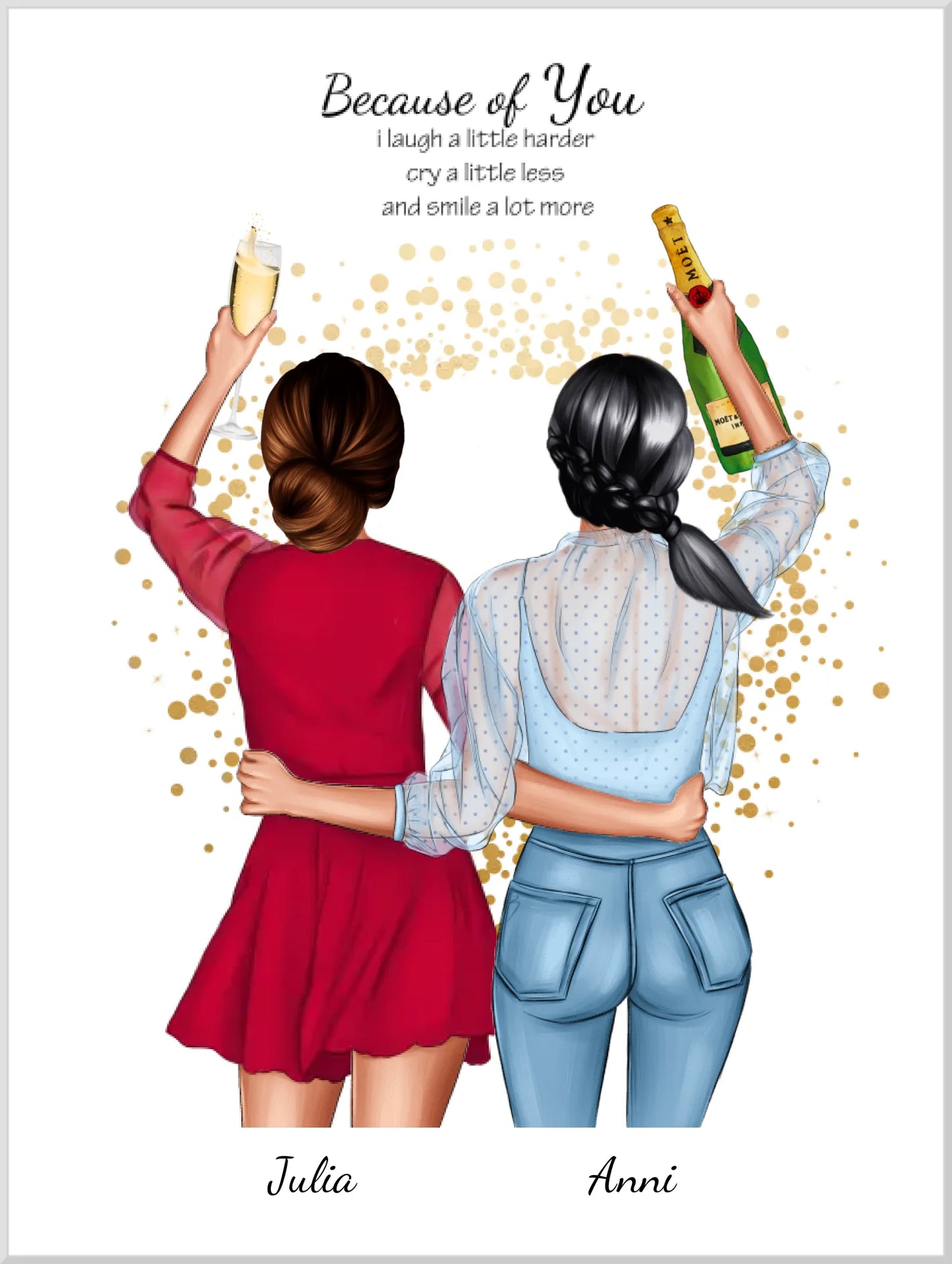 Beste Freundin Poster Geschenk Geburtstag, Freundin Bild personalisiert