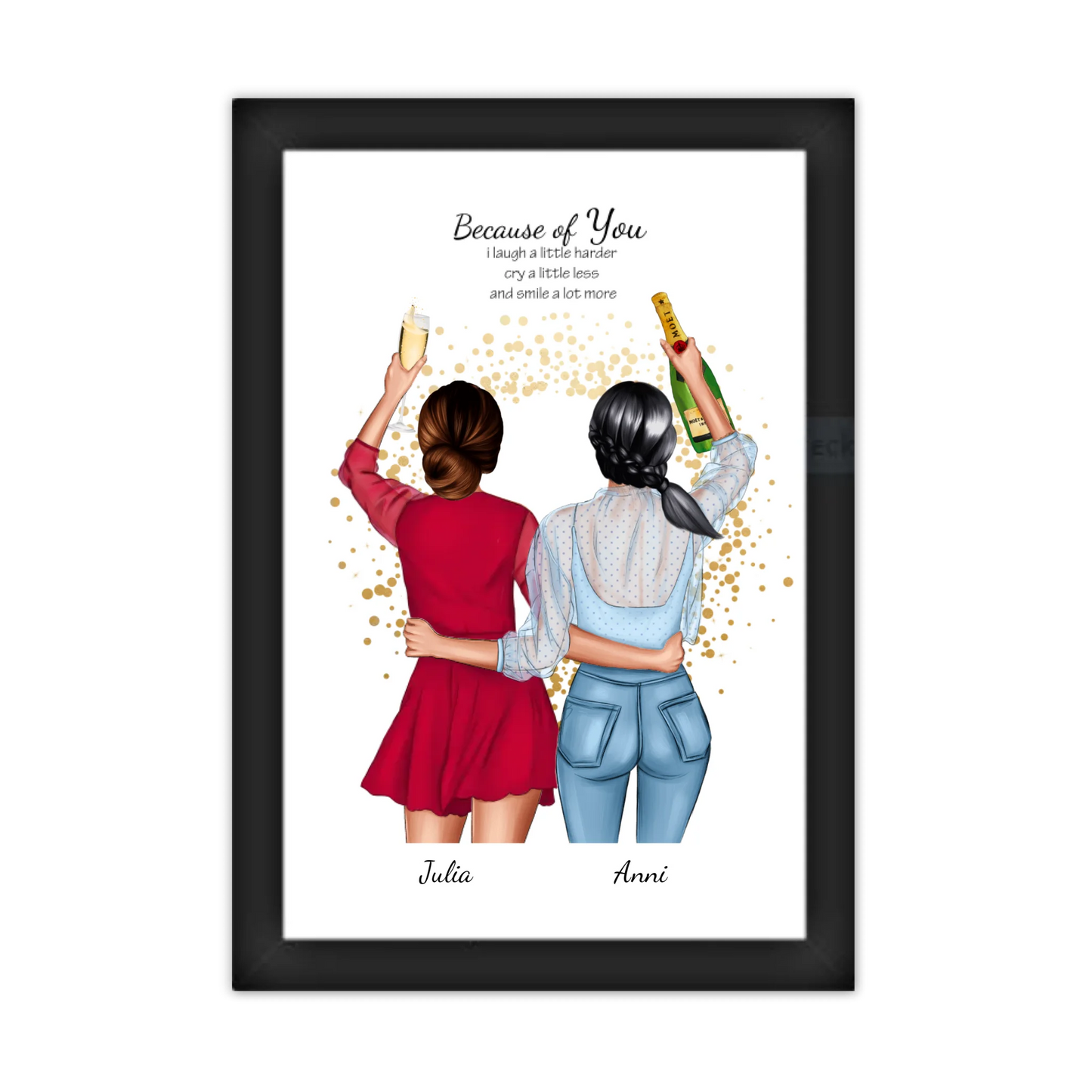 Beste Freundin Poster Geschenk Geburtstag, Freundin Bild personalisiert