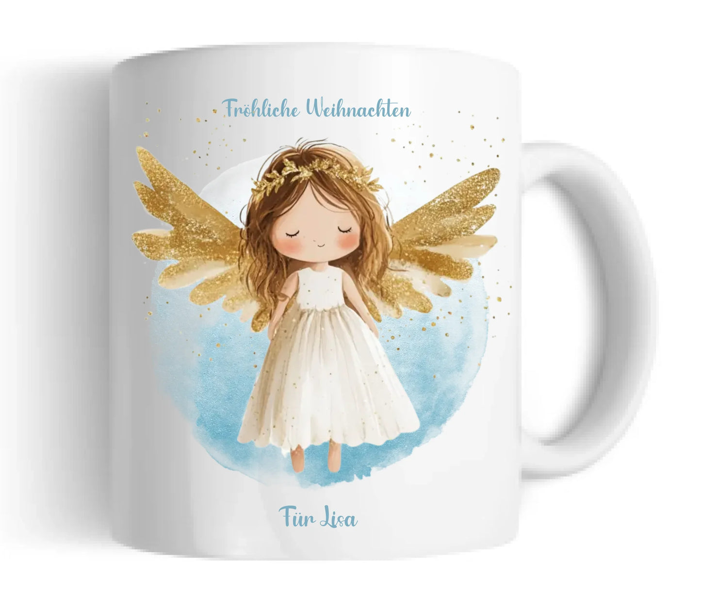 "Weihnachtsengel" Tasse - Personalisierte Tasse mit Schutzengel und Namen für Kinder