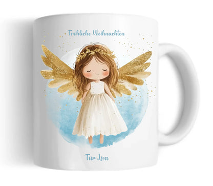 "Weihnachtsengel" Tasse - Personalisierte Tasse mit Schutzengel und Namen für Kinder