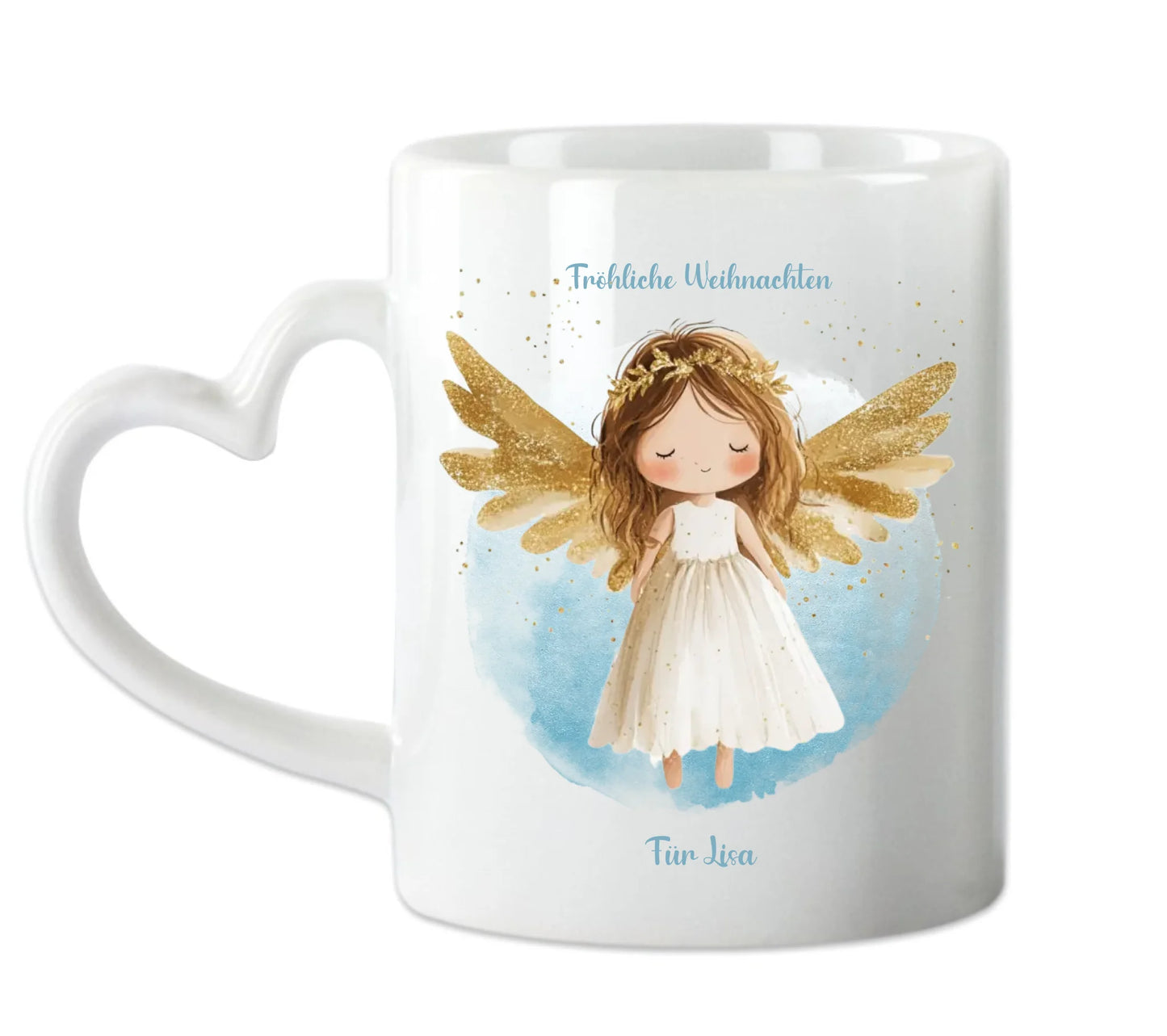 "Weihnachtsengel" Tasse - Personalisierte Tasse mit Schutzengel und Namen für Kinder