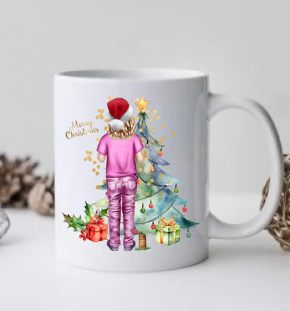 Weihnachtsgeschenk personalisierte Weihnachtstasse für Kinden mit Namen und Outfit gestaltbar