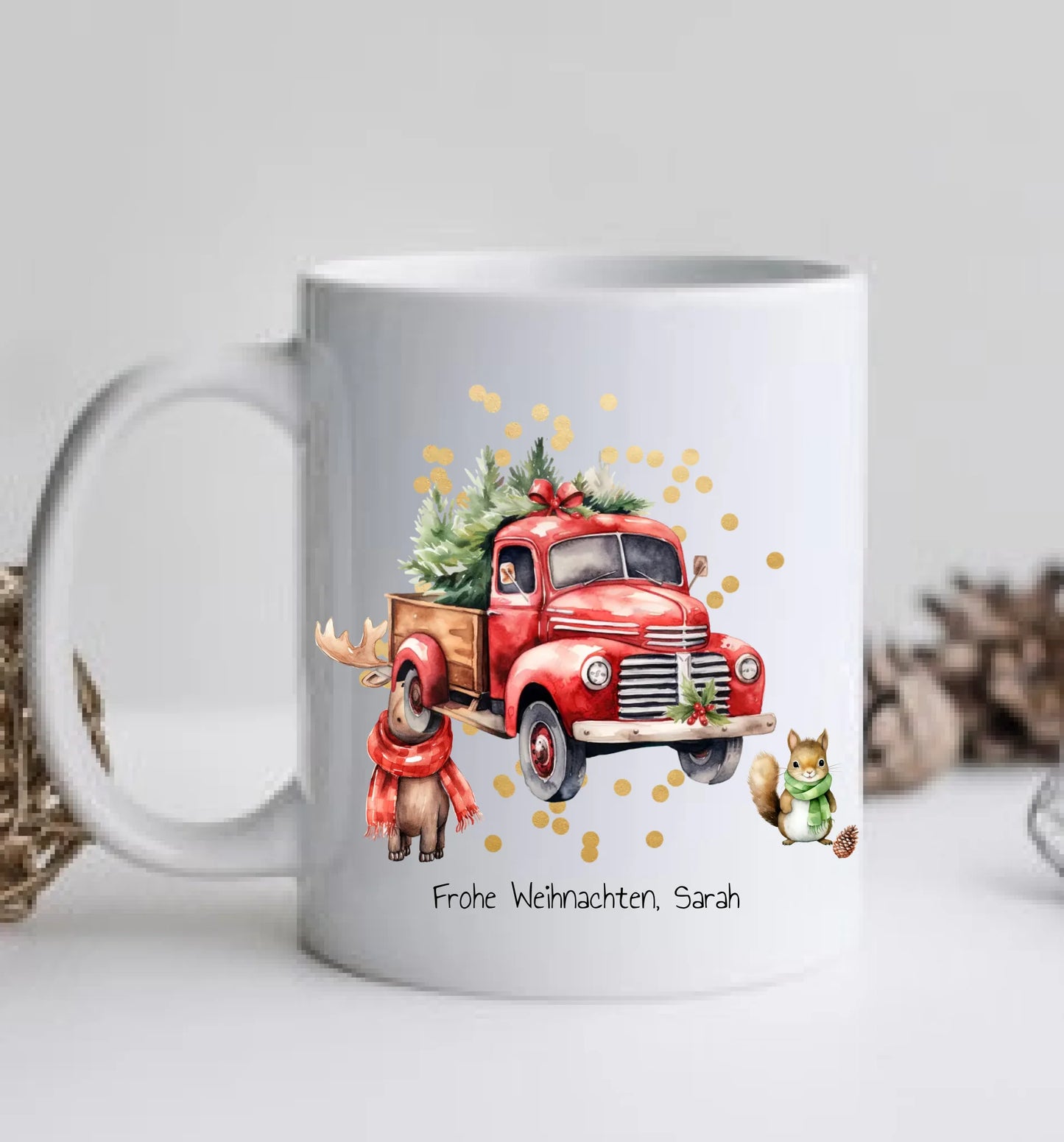 Personalisiertes Kinder Weihnachtsgeschenk Tasse / Teller Junge, Mädchen mit Name und Outfit