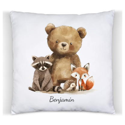 Personalisiertes Kinder Kissen mit Waldtieren- Geschenkidee Geburtstag, Einschulung, Weihnachten 2