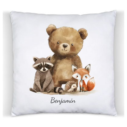 Personalisiertes Kinder Kissen mit Waldtieren- Geschenkidee Geburtstag, Einschulung, Weihnachten 2