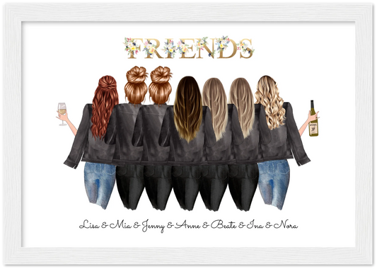 7 Beste Freundinnen Bild - personalisiertes Poster Geburtstagsgeschenk & Weihnachtsgeschenk