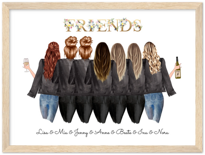 7 Beste Freundinnen Bild - personalisiertes Poster Geburtstagsgeschenk & Weihnachtsgeschenk