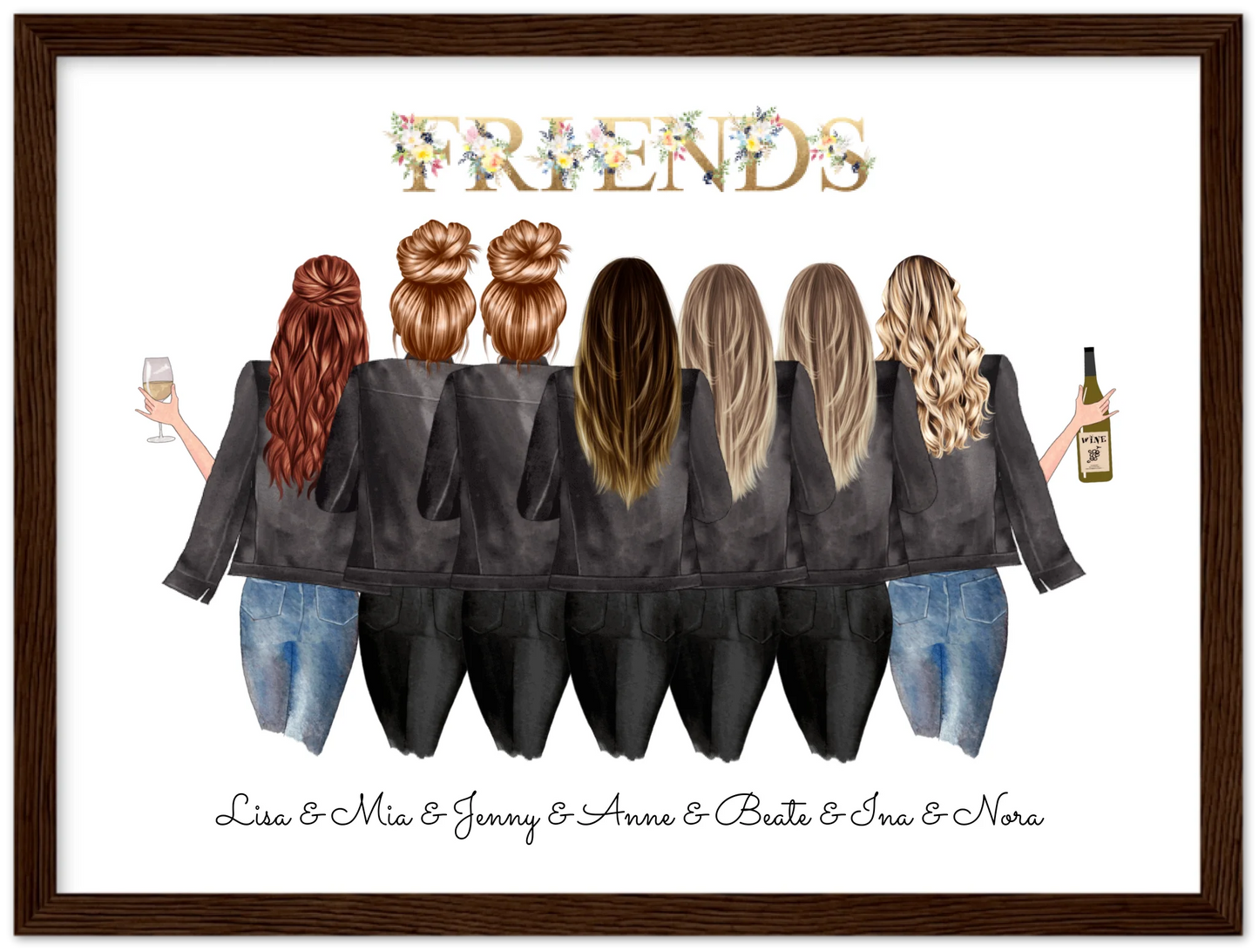 7 Beste Freundinnen Bild - personalisiertes Poster Geburtstagsgeschenk & Weihnachtsgeschenk